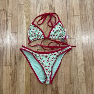 Frankie’s bikini x pink cherry hearts Set NWT